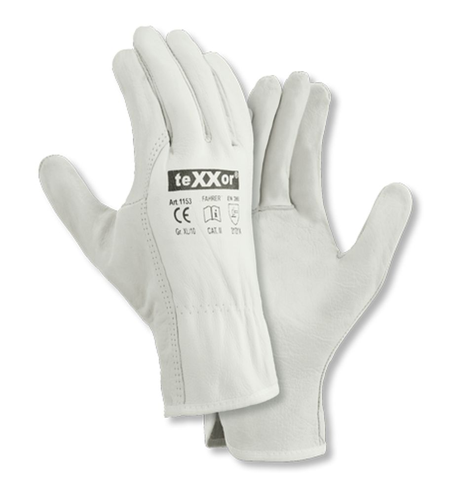 teXXor® Rindnappaleder-Handschuh FAHRER 12 Paar Artikel-Nr.: T1153 hochwertigen Rindnappaleder. PSA-Kategorie: II EN ISO 21420:2020, EN 388:2016+A1:20