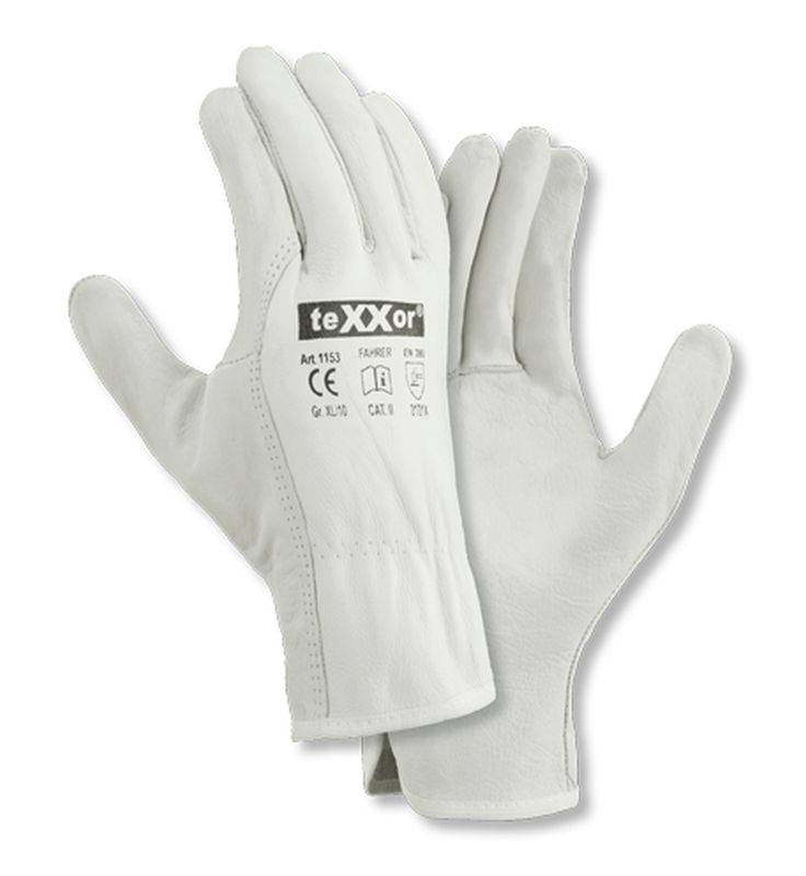 teXXor® Rindnappaleder-Handschuh FAHRER 12 Paar Artikel-Nr.: T1153 hochwertigen Rindnappaleder. PSA-Kategorie: II EN ISO 21420:2020, EN 388:2016+A1:20