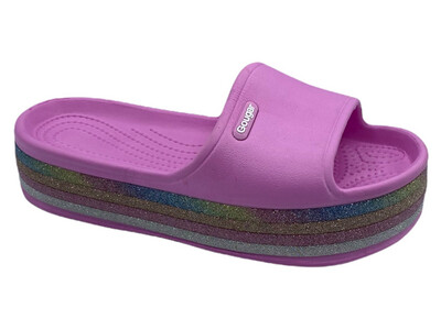 Girls Glitter Platform Slipper