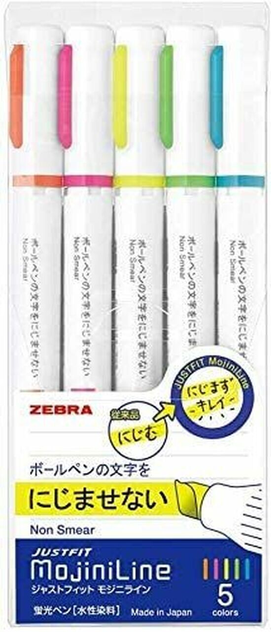 ZEBRA JUSTFIT MojiniLine Highlighter Bends nib, Non-bleed ballpoint pen ink