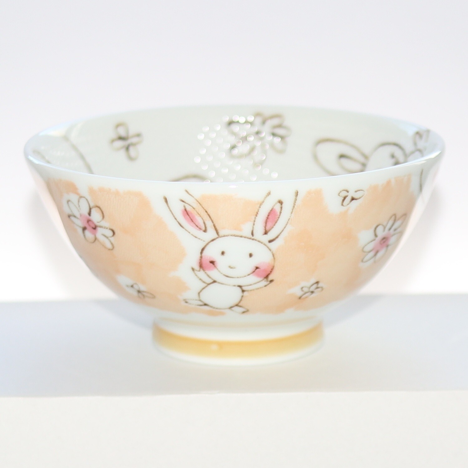 Bowl Smile Animal Rabbit Kids Rice Bowl 11cm Mino Ware Made in Japan