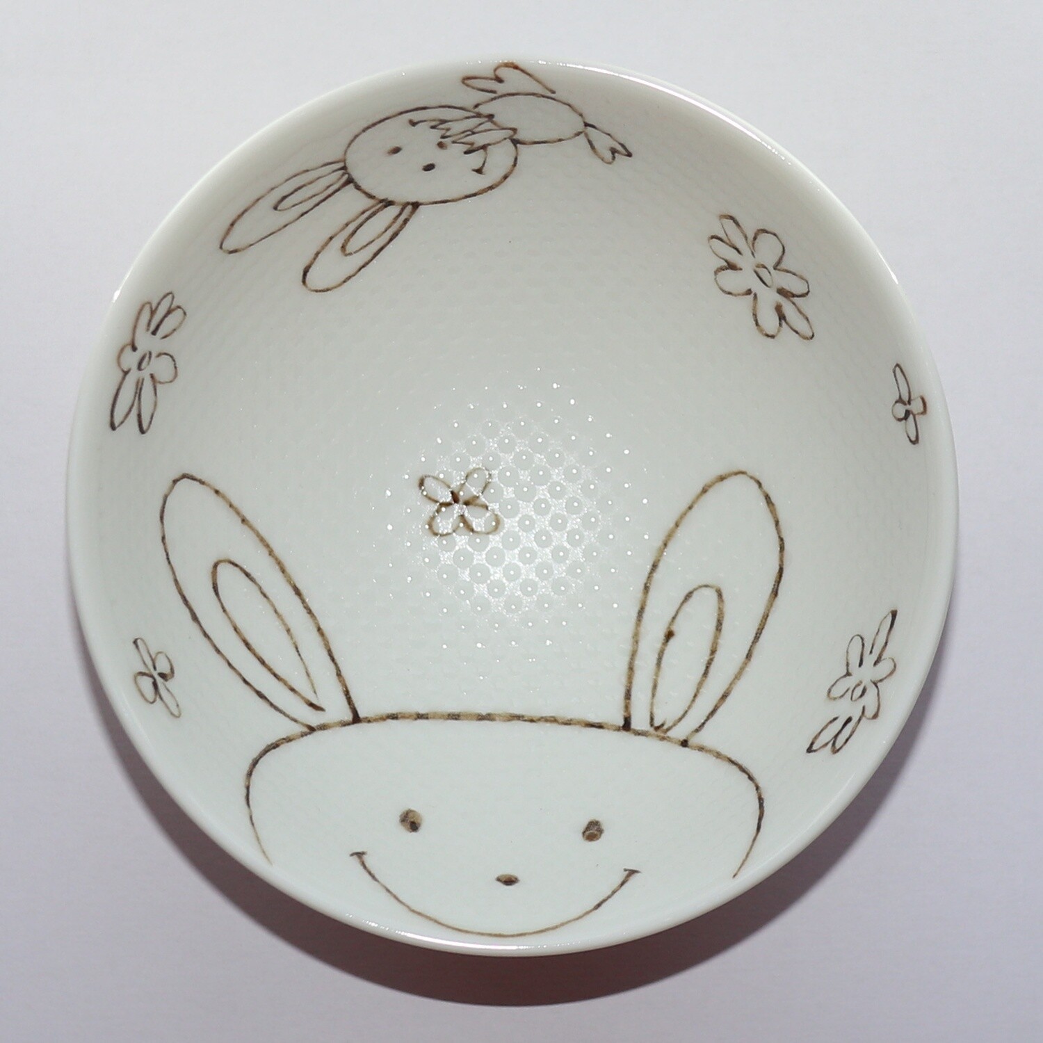 Bowl Smile Animal Rabbit Kids Rice Bowl 11cm Mino Ware Made in Japan
