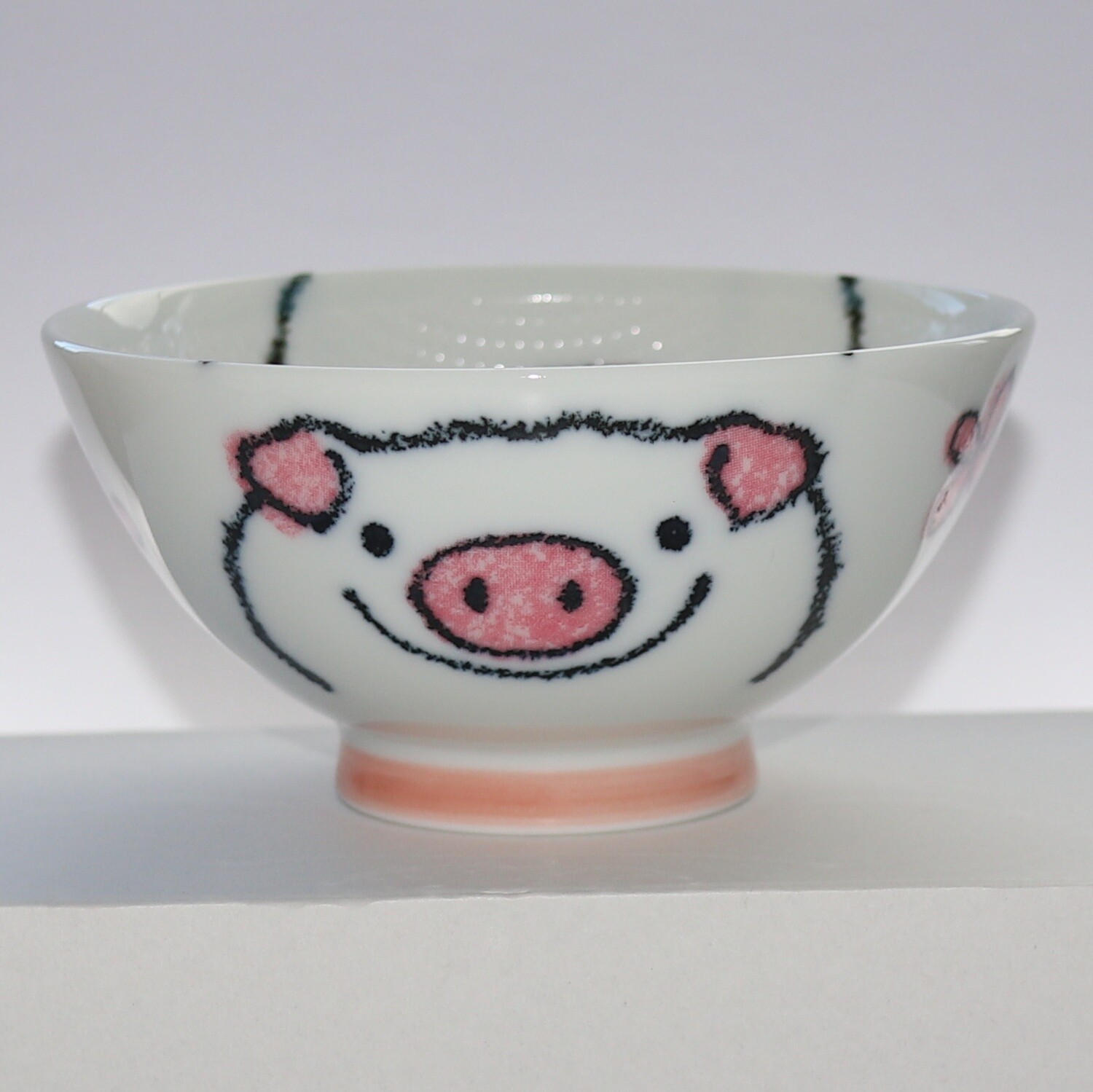 Bowl Smile Animal Piggy Kids Rice Bowl 11cm Mino Ware Made in Japan