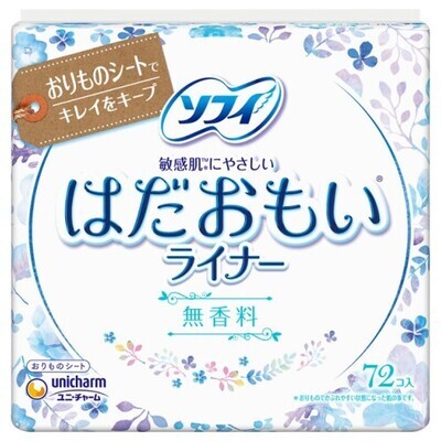 Unicharm Sofy Pantyliners Fragrance Free (72 Pads) (Made in Japan)