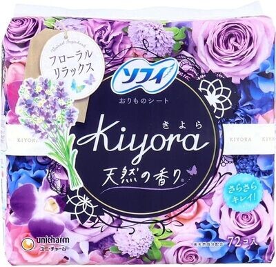 Unicharm Sofy Kiyora Pantyliners Night wood floral fragrance (72 Pads) (Made in Japan)