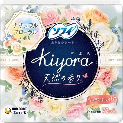 Unicharm Sofy Kiyora Pantyliners Natural floral fragrance (72 Pads) (Made in Japan)