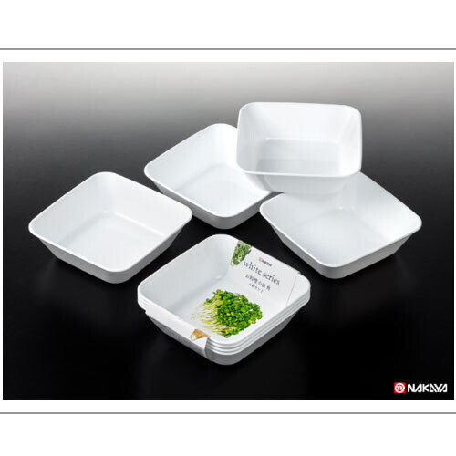 White square appetizer dish, 4 pieces (Made in Japan)
