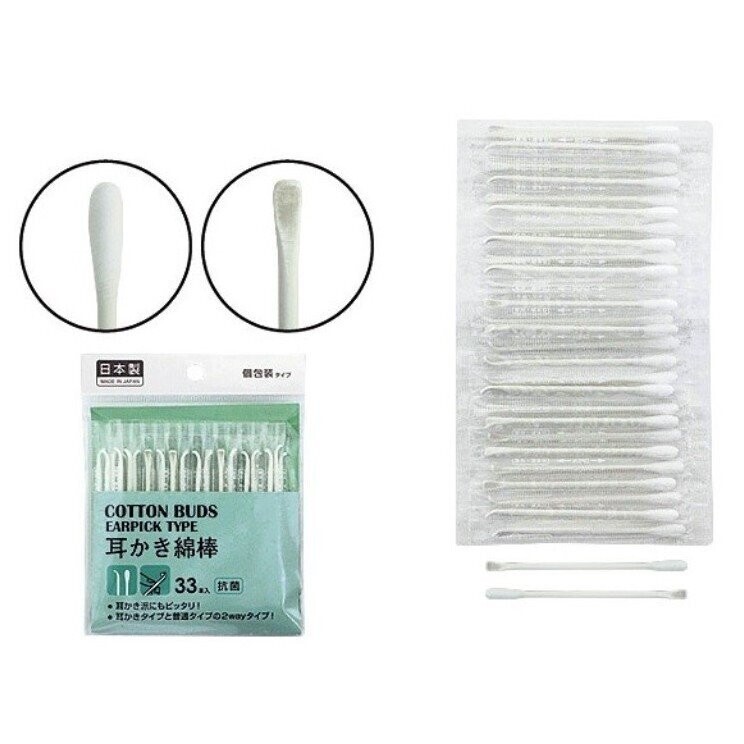 Ear Cleaning Cotton Swabs 33pcs (Made in Japan)