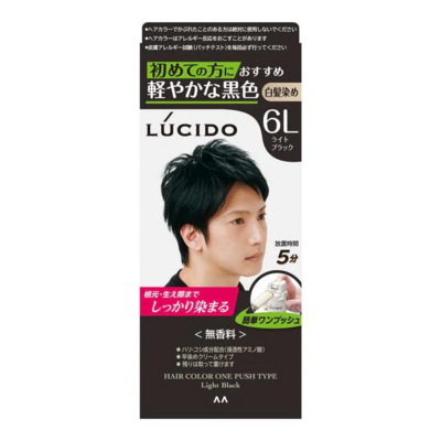 Lucid One Push Care Color 6L Light Black Gray Hair Dye for Men Unscented (Made in Japan)