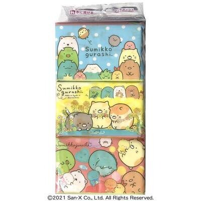 Sumikko Gurashi Pocket Tissues, 6 Packs, Flushable 90X170X27mm (Made in Japan)