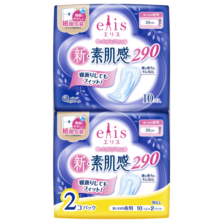 Diao-paper Elis New bare skin feeling 29cm Standard-Heavy Night No-wings 10pcs × 2pack