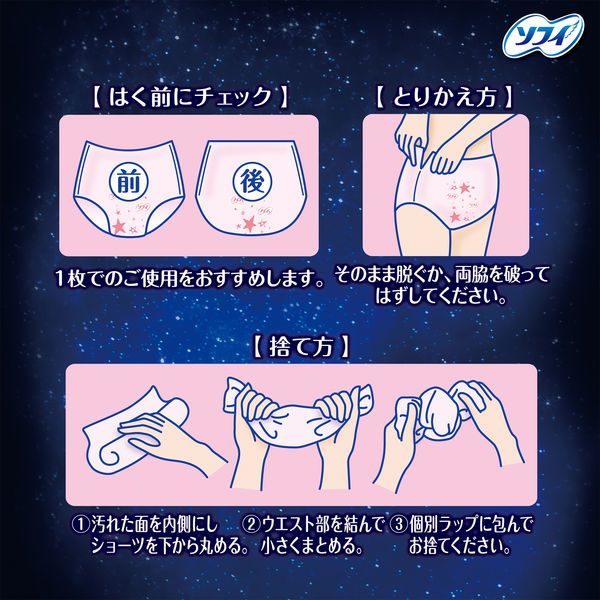 Unicharm Sofy Super-Deep-Sleep Sanitary Panties-shaped Napkins  S/M Size 5 Pcs (Made in Japan)