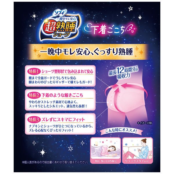 Unicharm Sofy Super-Deep-Sleep Sanitary Panties-shaped Napkins  S/M Size 5 Pcs (Made in Japan)