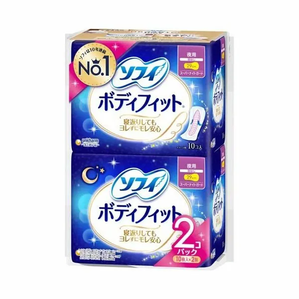 Unicharm Sofy Body Fit Super Night Guard 29cm No wing 10pcs x 2 Packs (Made in Japan)