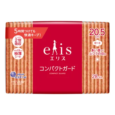 Ellis Compact Guard, High to normal flow, Days, With Wings (20.5 cm) (28 pcs) (Made in Japan)