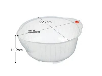 Inomata Speed Bowl 23 Rice &amp; Vegetable Washing Bowl, Clear (Made in Japan)