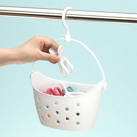Inomata Pinch Basket Wide White Peg Storage Basket (Made in Japan)