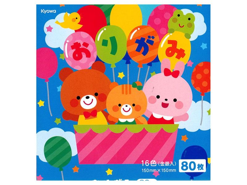 Kyowa Origami Paper 15×15 cm 80 Sheets (16 Colours with Gold &amp; Silver, Made in Japan)