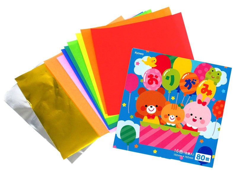Kyowa Origami Paper 15×15 cm 80 Sheets (16 Colours with Gold &amp; Silver, Made in Japan)