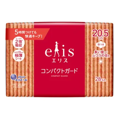 Ellis Compact Guard, High to normal flow, Days, With Wings (20.5 cm) (28 pcs) (Made in Japan)