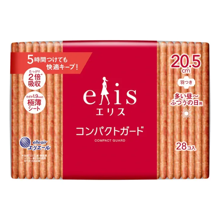 Ellis Compact Guard, High to normal flow, Days, With Wings (20.5 cm) (28 pcs) (Made in Japan)