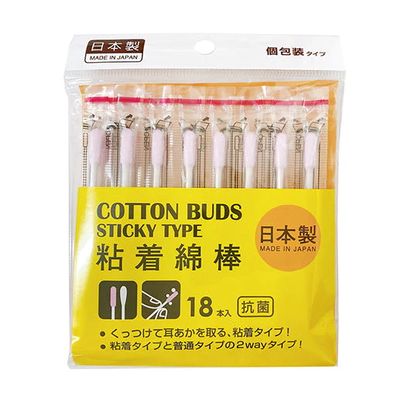 Cotton buds sticky type 18pcs (Made in Japan)