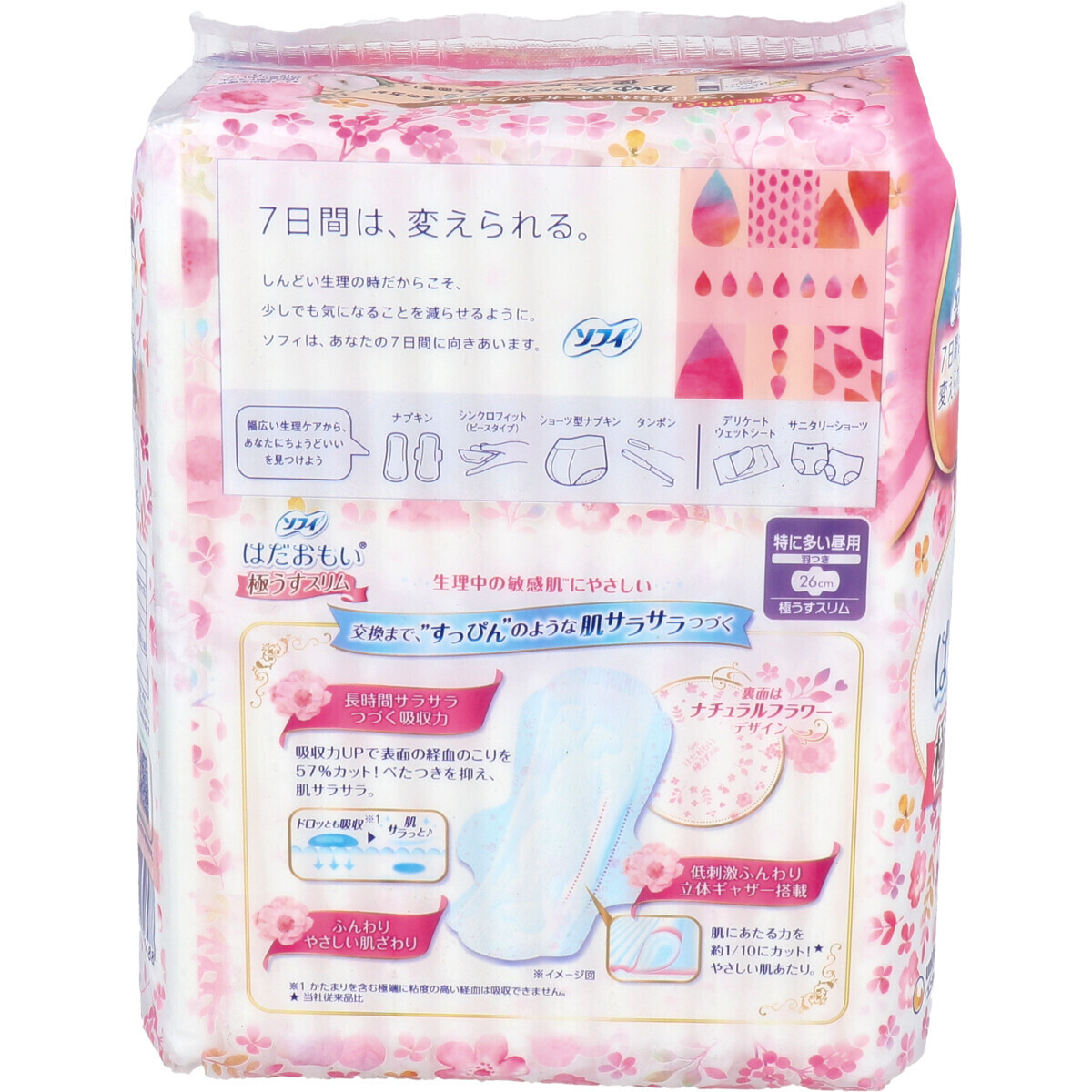 Unicharm Sofy Hadaomoi Ultra Thin Day Pads With Wings Heavy day use 26cm 28pcs (Made in Japan)
