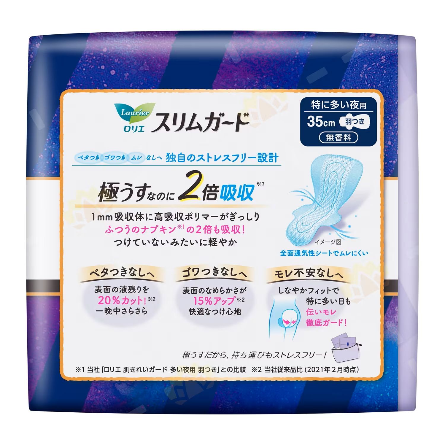 花王 樂而雅 Slim Guard 特多量夜用 35cm 有翼 13片 (日本製)