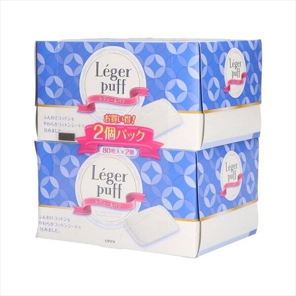 【Cotton Labo】Légère 化妝粉撲 80枚×2包裝（棉製）