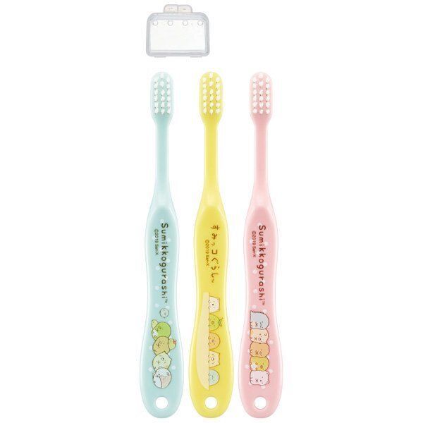 Skater Sumikko Gurashi Kids Toothbrush Set (Ages 3–5, Soft Bristles) 3pcs + Cap (Made in China)