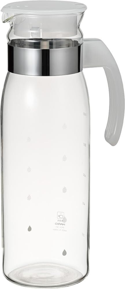 HARIO Slim Refrigerator Water Pot 1.4L (Heat-Resistant Glass), Transparent White (Made in Japan)