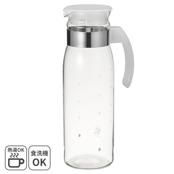 HARIO Slim Refrigerator Water Pot 1.4L (Heat-Resistant Glass), Transparent White (Made in Japan)