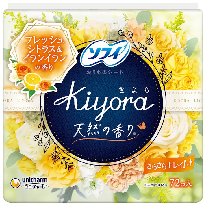 Unicharm Sofy Kiyora Fresh Citrus &amp; Ylang-Ylang Panty Liners 72 pcs (Made in Japan)