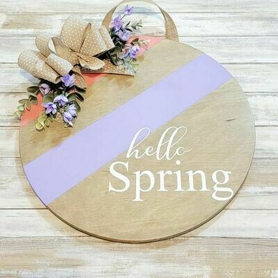 Hello Spring Door Hanger / Hello Spring Sign / Door Sign / Front Door Decor / Entryway Sign