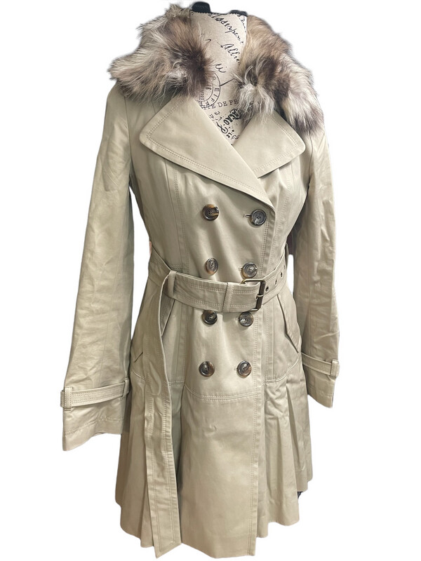 Authentic Burberry Fur Trench Coat Size 36