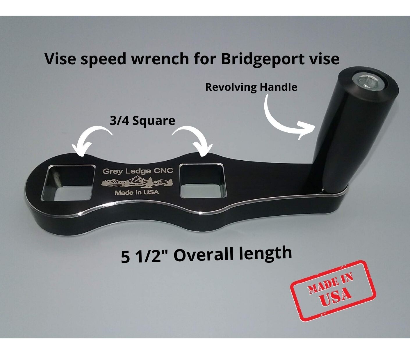 Speed vise handle for Bridgeport mill vises that have a 3/4 square