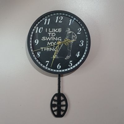 Metal Detecting Clock &quot;I Like To Swing My Thing&quot; with swinging coil Pendulum