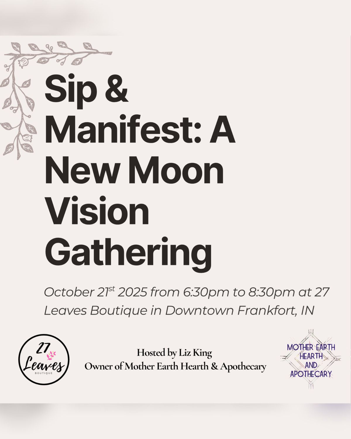 Sip and Manifest: A New Moon Vision Gathering