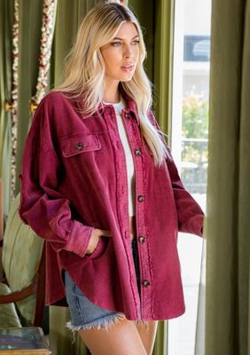 Burgundy Corduroy Jacket Plus