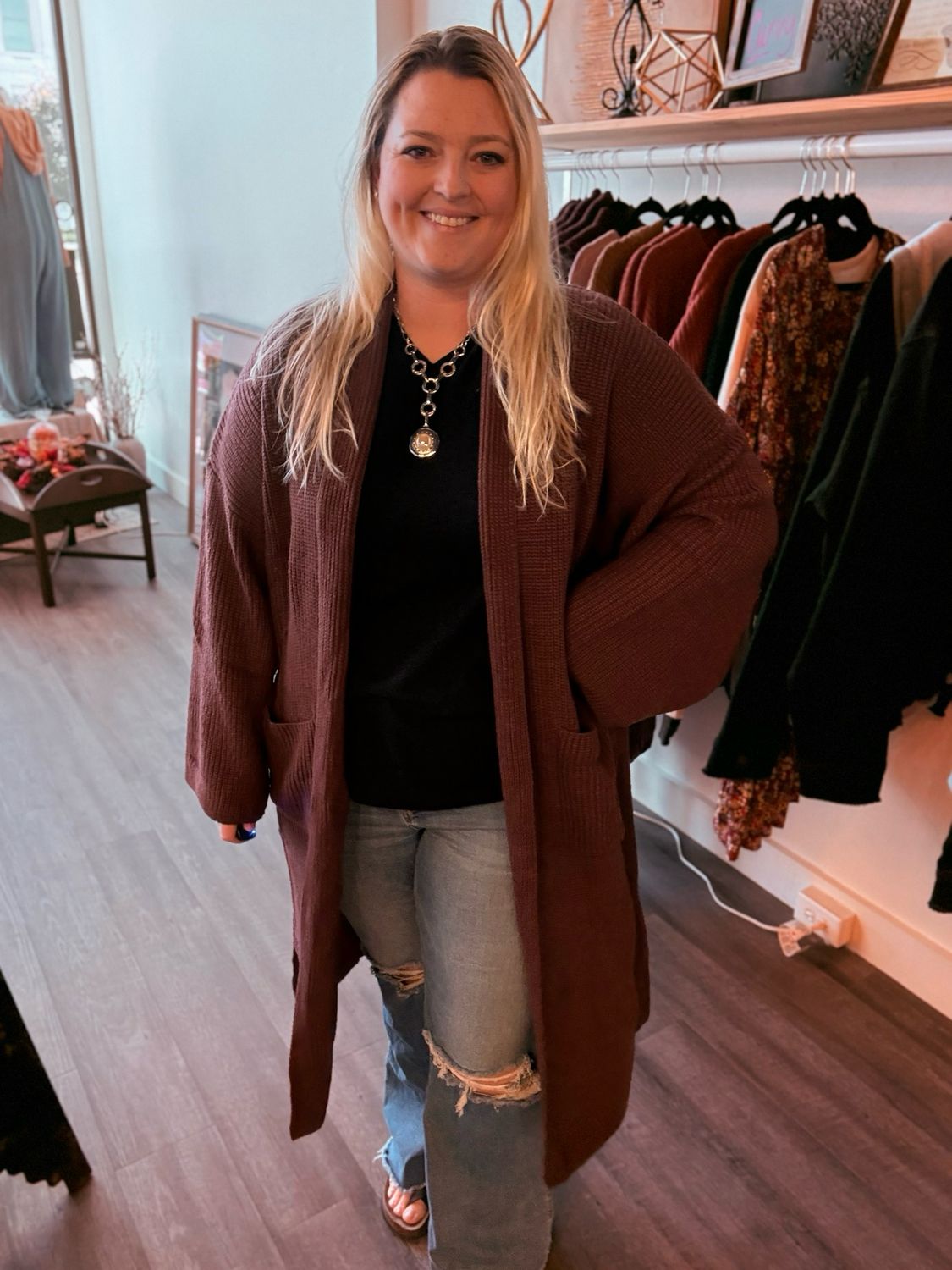 Raisin Tie Long Cardigan Plus