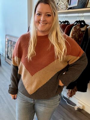 Rust Chevron Sweater Plus