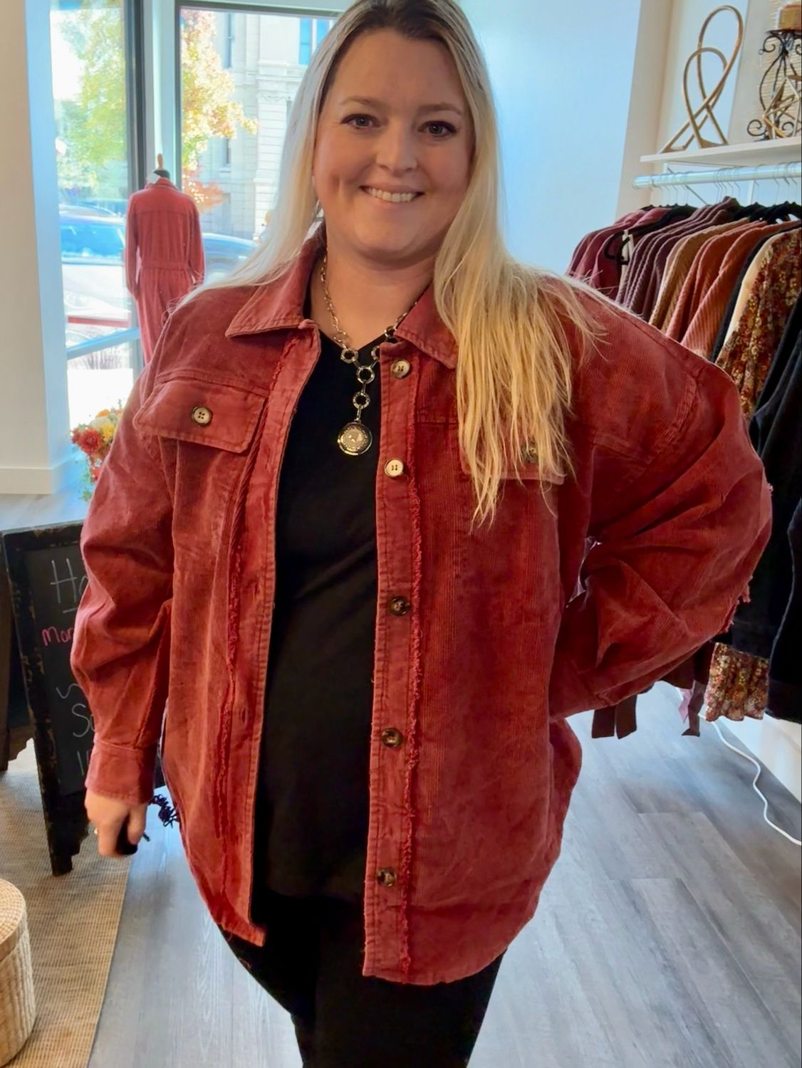 Burgundy Corduroy Jacket Plus