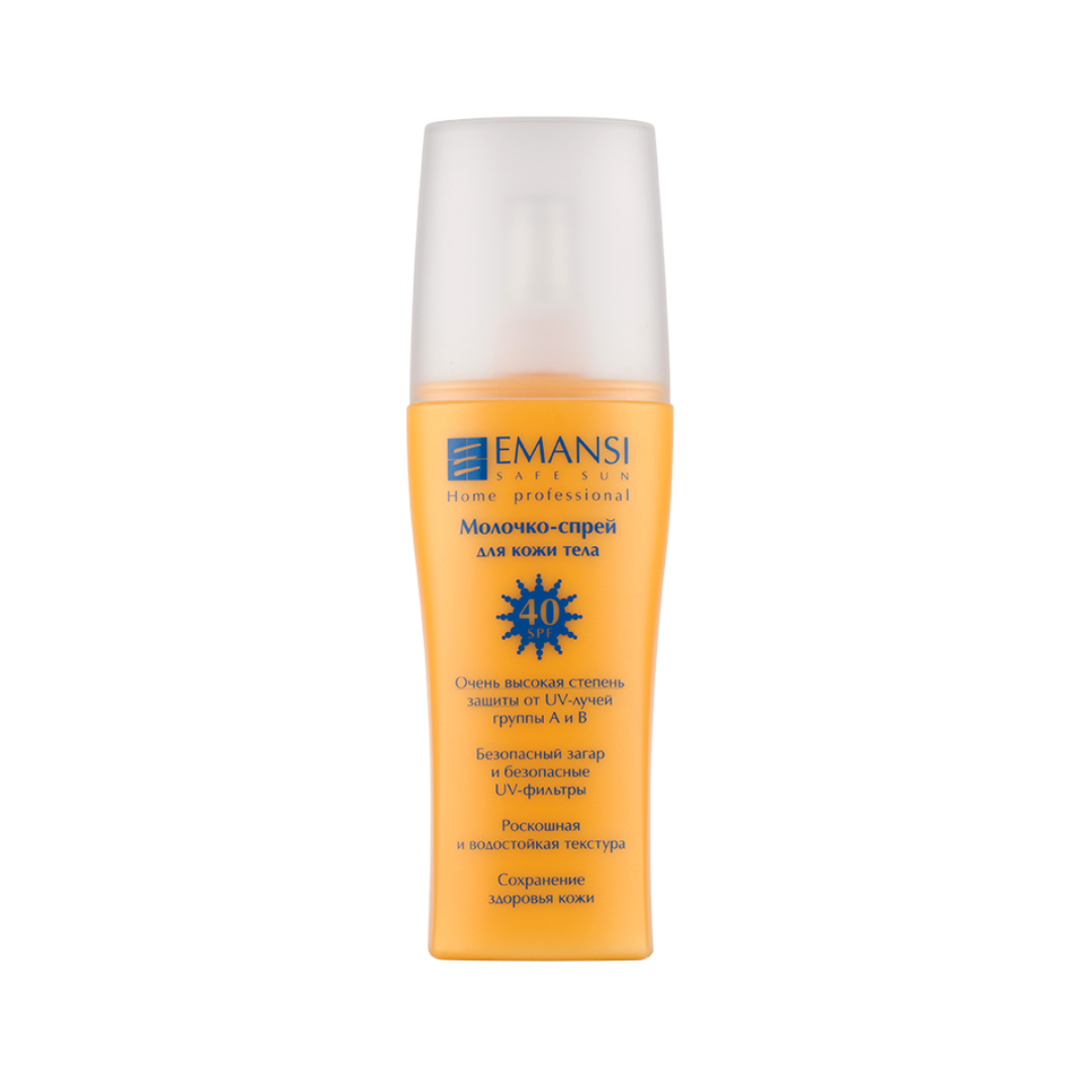 МОЛОЧКО — СПРЕЙ ДЛЯ КОЖИ ТЕЛА  SPF 40. 
EMANSI Safe sun