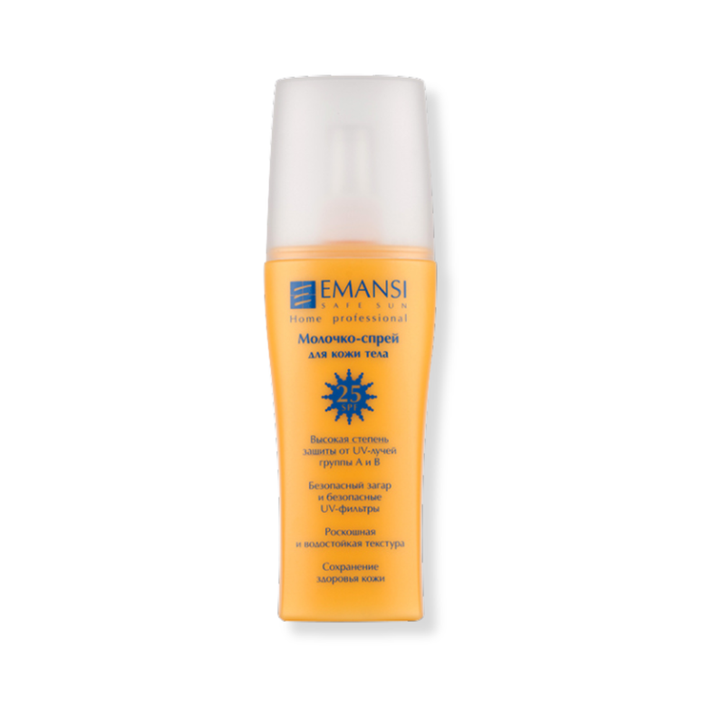 МОЛОЧКО — СПРЕЙ ДЛЯ КОЖИ ТЕЛА  SPF 25. 
EMANSI Safe sun