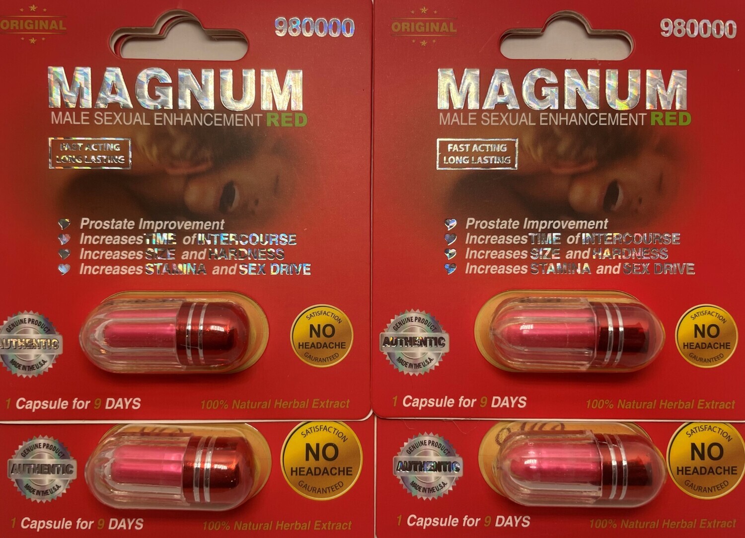 Magnum Red 4 single enhancement pill pack for men