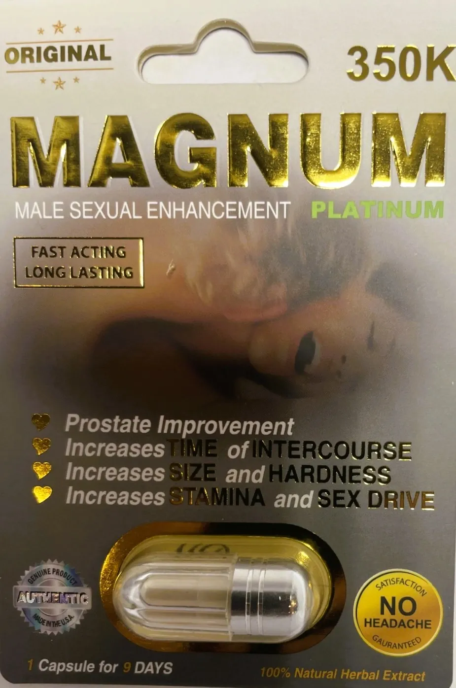 Magnum 350 platinum Enhancement dietary supplement pills for men's health