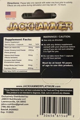 Jack Hammer Platinum Capsules – Herbal Supplement Pack (3 for Men + 1 for Women)