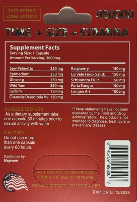 Magnum Red Enhancement dietary supplement  sex enhancement capsules description 