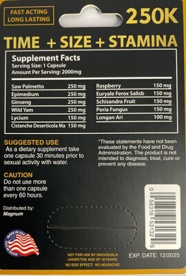 Magnum 250 k black sex pill for men description