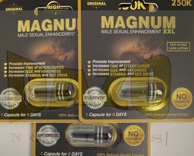 Magnum 250K Black herbal vitality supplement capsules packaging
